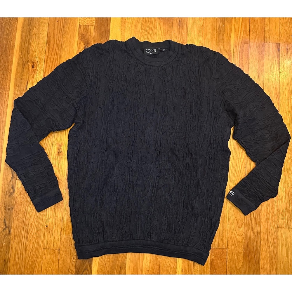 Coogi Australia Mens 3XL Black 3D Textured Knit Mercerized Cotton Sweater